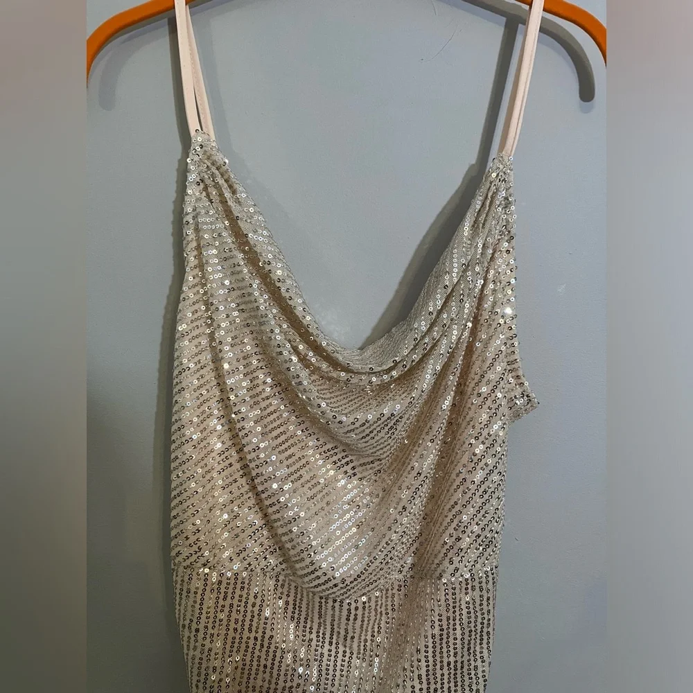 NEW Cowl Neck Sequin Mini Dress - Picture 3 of 11